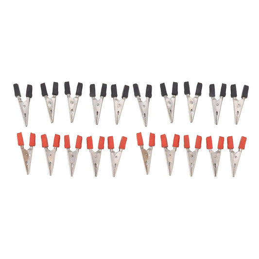 20 Pcs Crocodile Clip Red and Black 1cm Opening Electrical Test Clamp Stainless Steel Battery Cable Clips V1294-YM0521-3114230044211