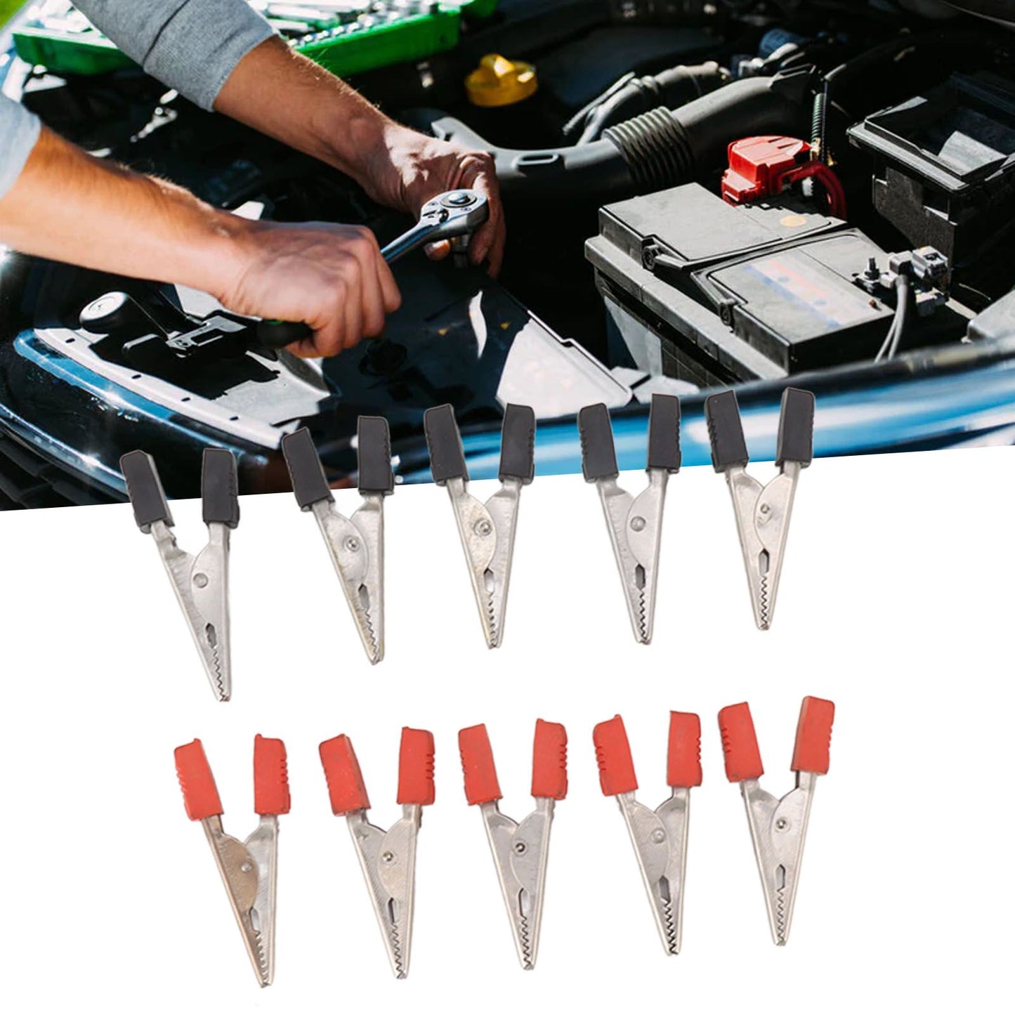 20 Pcs Crocodile Clip Red and Black 1cm Opening Electrical Test Clamp Stainless Steel Battery Cable Clips V1294-YM0521-3114230044211