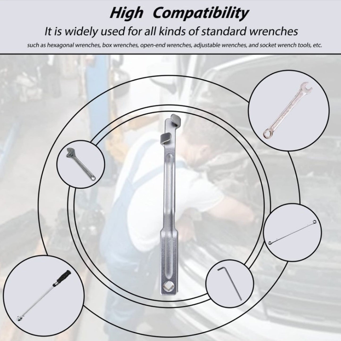 Universial Wrench Extender Bar Sturdy Structure Aluminium Alloy Wrench Extender Tool Bar V1294-YM0521-3114230046911