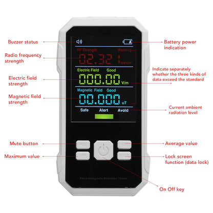 Radiation Detector RF Electric Magnetic Field Strength Detection Handheld Electromagnetic Radiation Meter V1294-YM0521-3114230048511