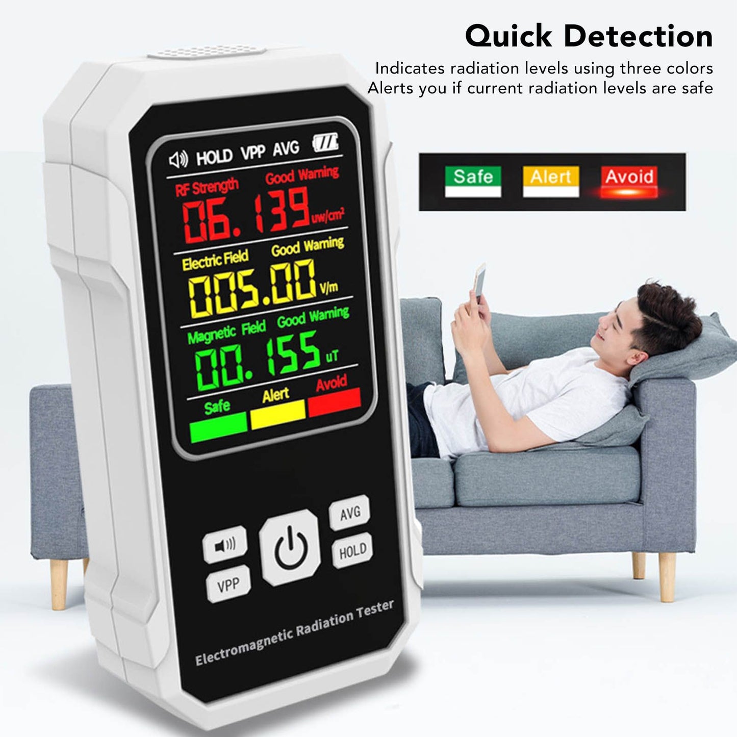Radiation Detector RF Electric Magnetic Field Strength Detection Handheld Electromagnetic Radiation Meter V1294-YM0521-3114230048511