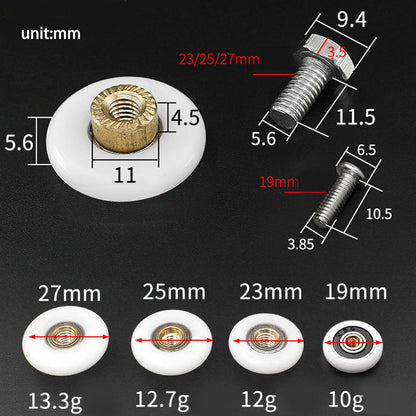 4 Set Shower Door Rollers Runners Wheels Bathroom Glass Door Rollers Runners Pulleys Wheels Replacement Part V1294-YM0521-3114230049312