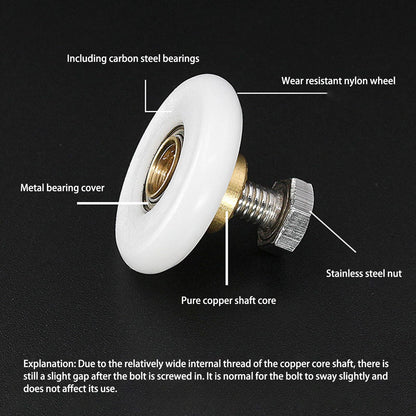 4 Set Shower Door Rollers Runners Wheels Bathroom Glass Door Rollers Runners Pulleys Wheels Replacement Part V1294-YM0521-3114230049312