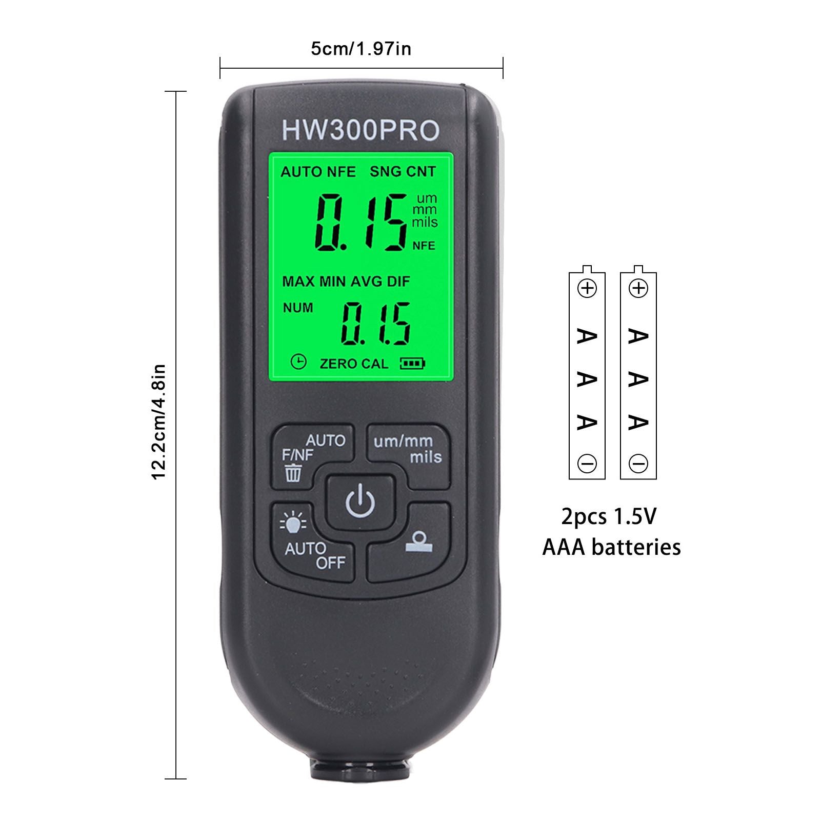Coating Thickness Gauge High Accuracy Paint Depth Gauge Meter Antislip Thickness Meter Gauge Black V1294-YM0521-3114230051212