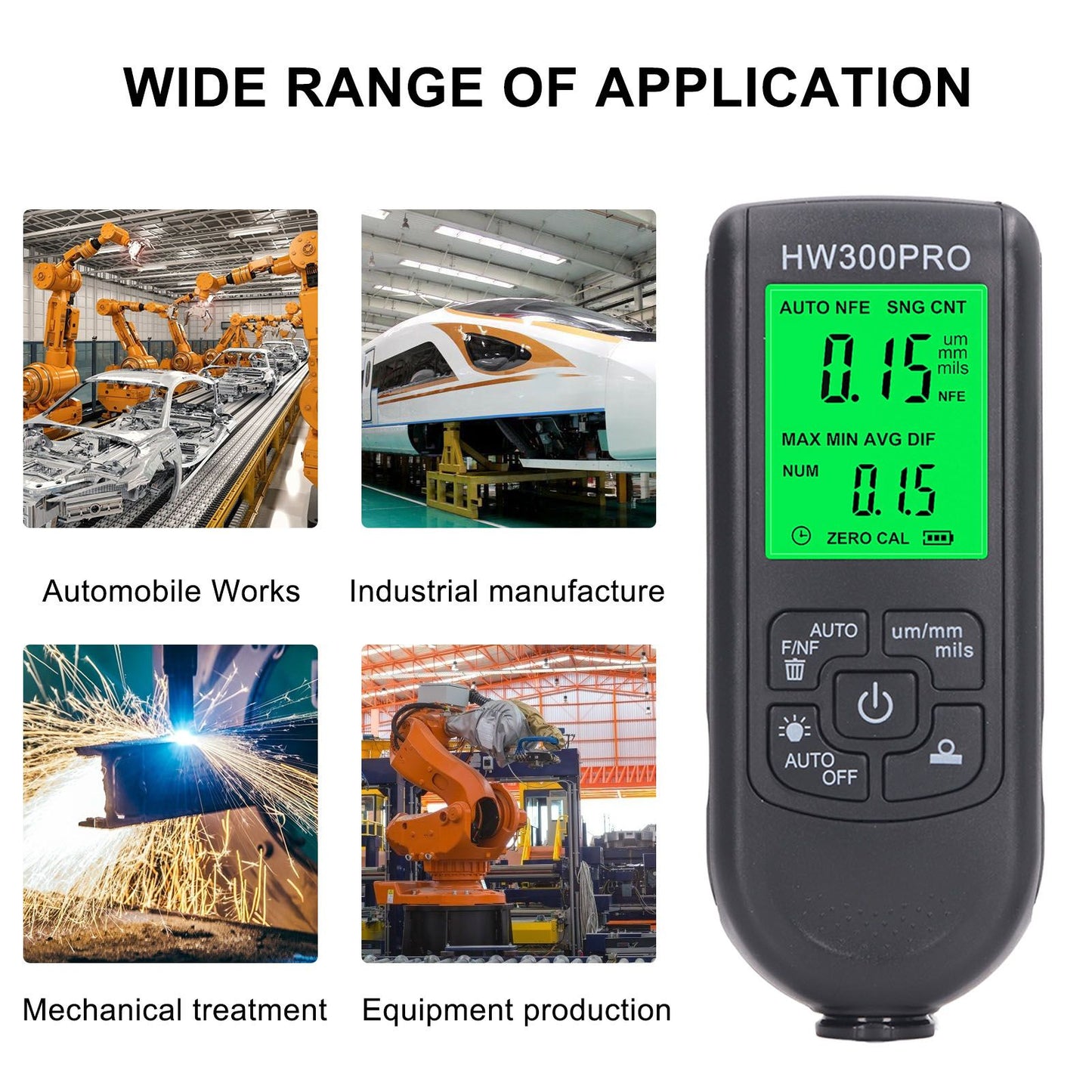 Coating Thickness Gauge High Accuracy Paint Depth Gauge Meter Antislip Thickness Meter Gauge Black V1294-YM0521-3114230051212