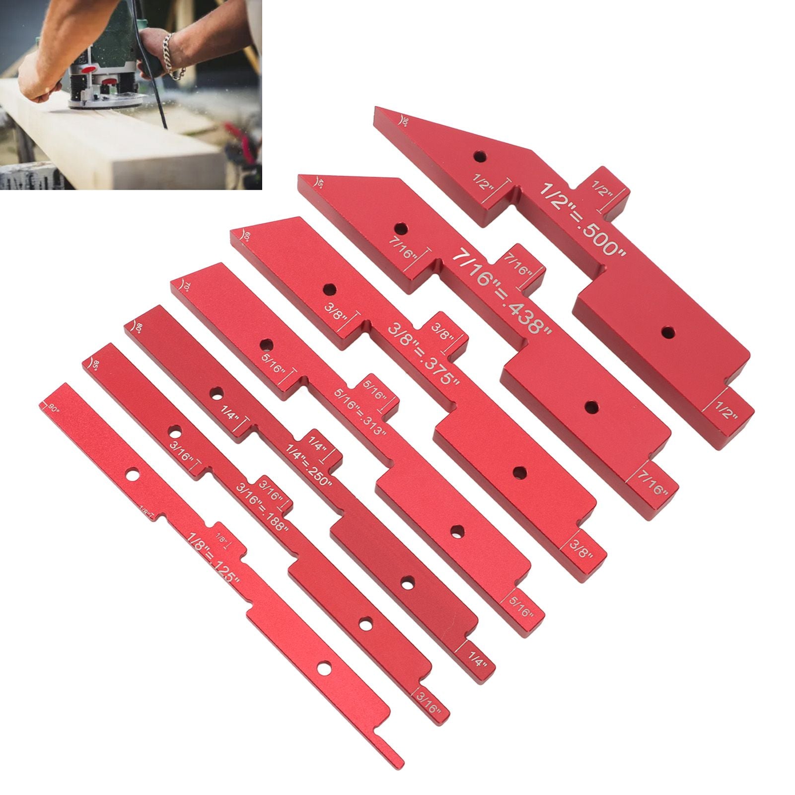 Router Table Setup Bars 7pcs Aluminum Setup Blocks Height Gauge Set for Router Table Saw Accessories Angle V1294-YM0521-3114230054511