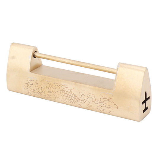 Antique Style Lock Spacing 5.9cm Auspicious Fish Lock Chinese Locks Small Brass Locks Antique Padlock Brass V1294-YM0521-3114230054611