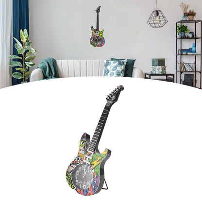 Guitar Wall Clock Simulation Time Accurate Guitar Clock Wall Decor for Home Dormitory Bedroom 5680CC Guitar V1294-YM0521-3115220139412