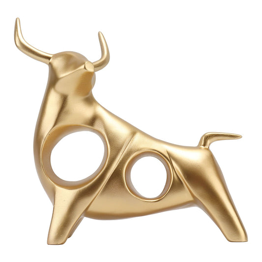 Golden Bull Sculpture Resin Hollow Lucky FengShui Bull Statue Crafts Figurine for Office Home Desktop V1294-YM0521-3115220151111