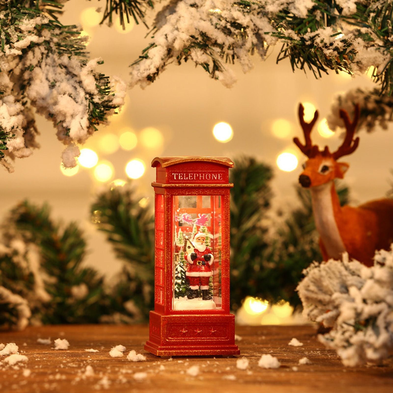 Snow Globe Lantern Telephone Booth Designed Christmas Luminous Ornament for Bar KTV Decoration Santa V1294-YM0521-3115220153911