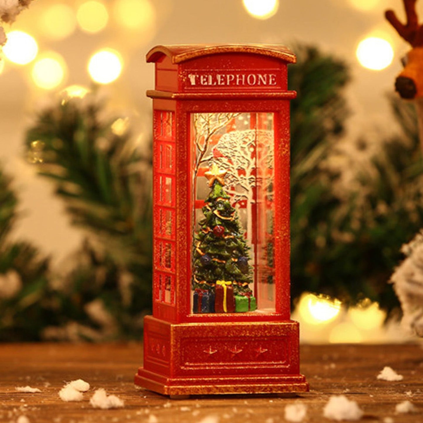 Snow Globe Lantern Telephone Booth Designed Christmas Luminous Ornament for Bar KTV Decoration Christmas Tree V1294-YM0521-3115220153913