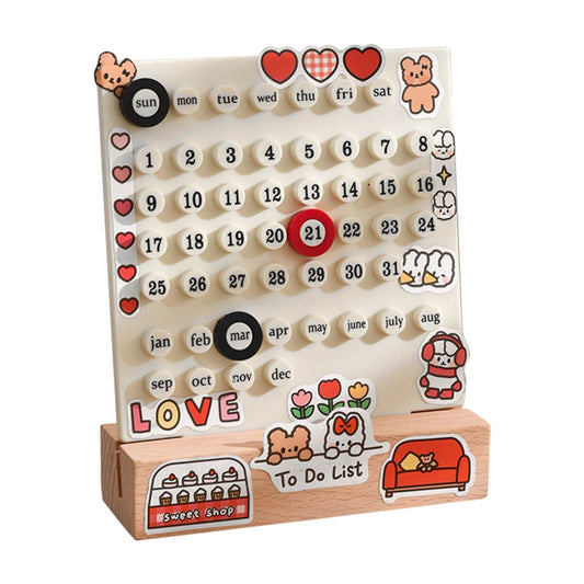 Desk Date Planner Integrated Molding Ring Table Calendar Ornaments for DIY Home Stationer Decoration Birch V1294-YM0521-3115220157711