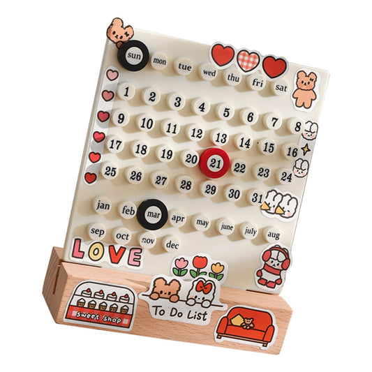 Desk Date Planner Integrated Molding Ring Table Calendar Ornaments for DIY Home Stationer Decoration Birch V1294-YM0521-3115220157711