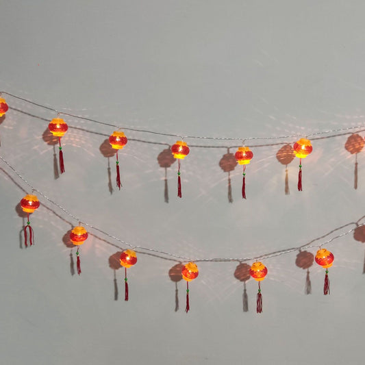 Red Chinese Lantern String Lights LED Light Beads Waterproof New Year Lantern with PVC Shell for Courtyards V1294-YM0521-3115220158613