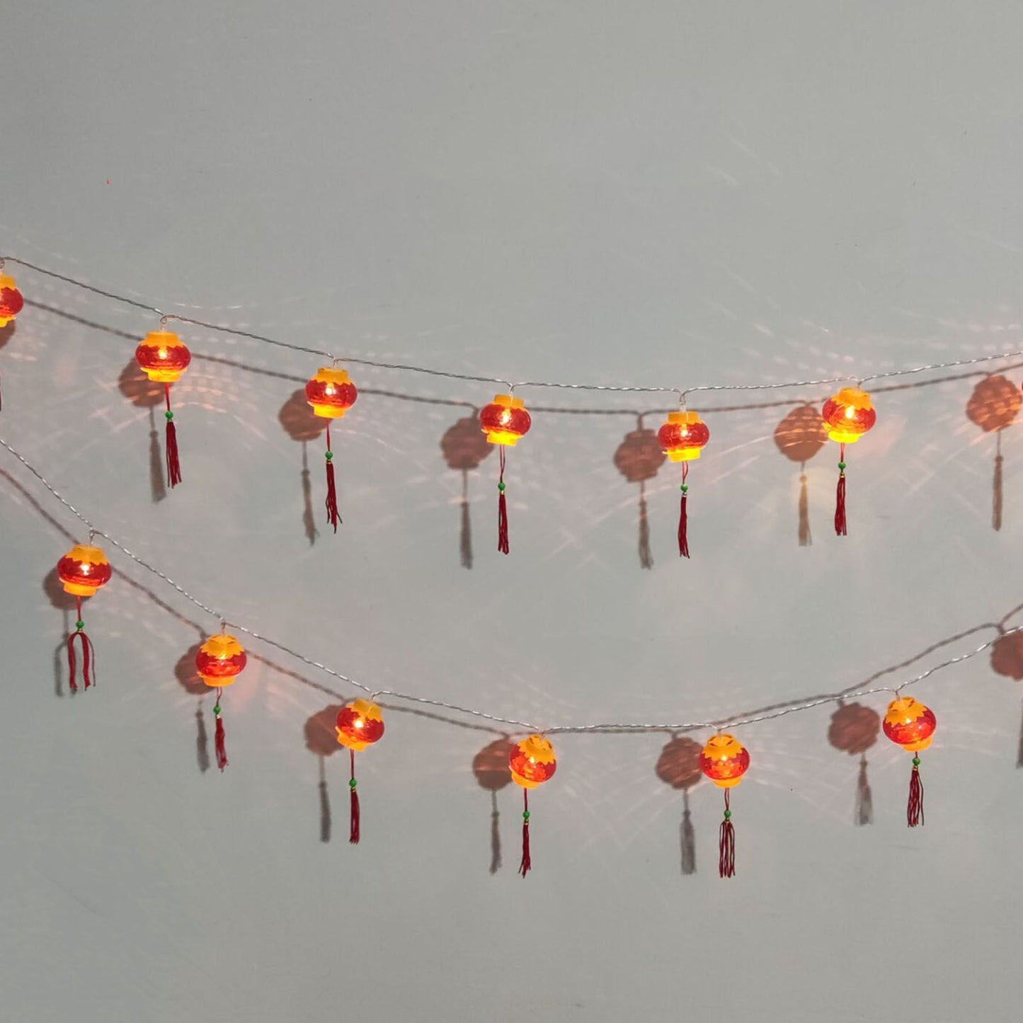 Red Chinese Lantern String Lights LED Light Beads Waterproof New Year Lantern with PVC Shell for Courtyards V1294-YM0521-3115220158614