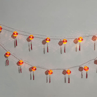 Red Chinese Lantern String Lights LED Light Beads Waterproof New Year Lantern with PVC Shell for Courtyards V1294-YM0521-3115220158614