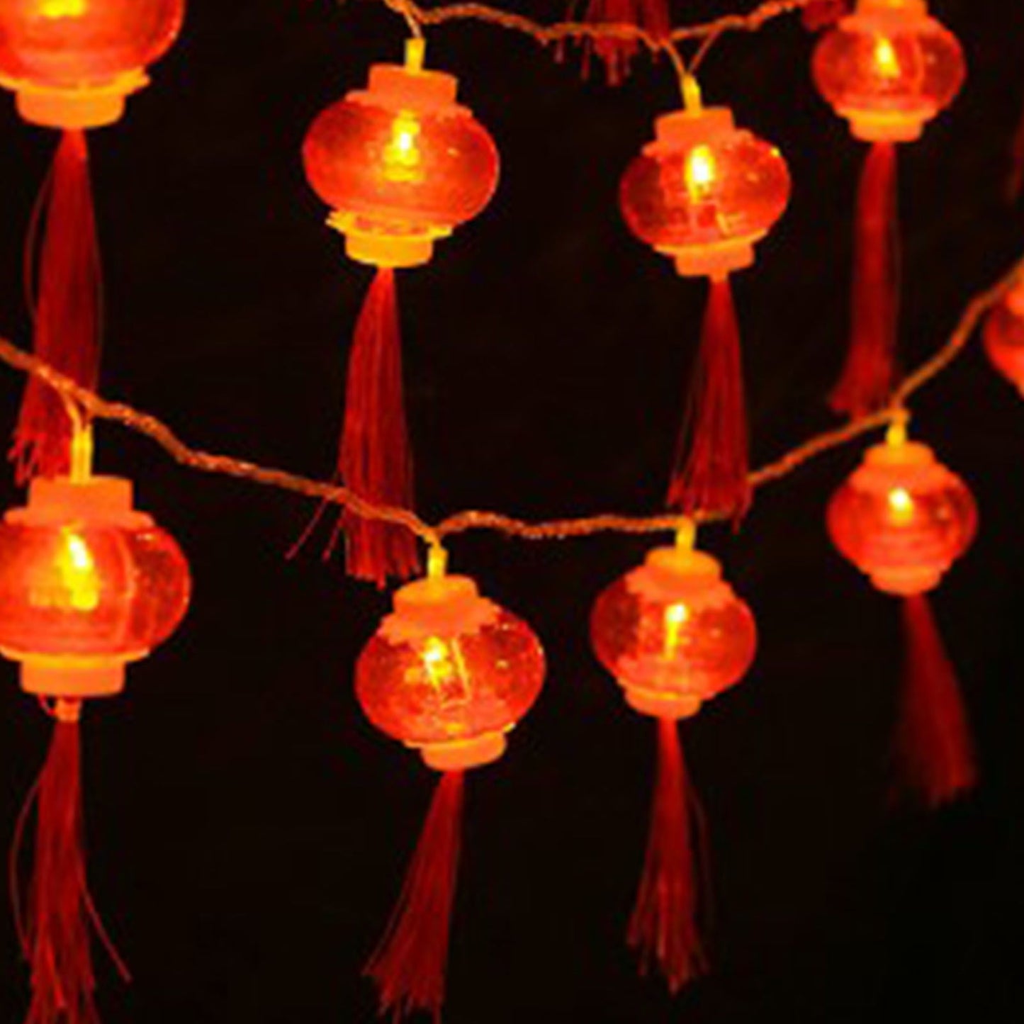 Red Chinese Lantern String Lights LED Light Beads Waterproof New Year Lantern with PVC Shell for Courtyards V1294-YM0521-3115220158614