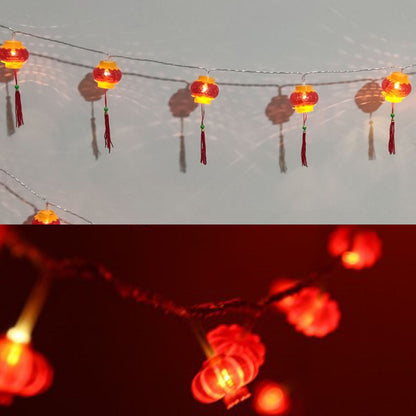 Red Chinese Lantern String Lights LED Light Beads Waterproof New Year Lantern with PVC Shell for Courtyards V1294-YM0521-3115220158614