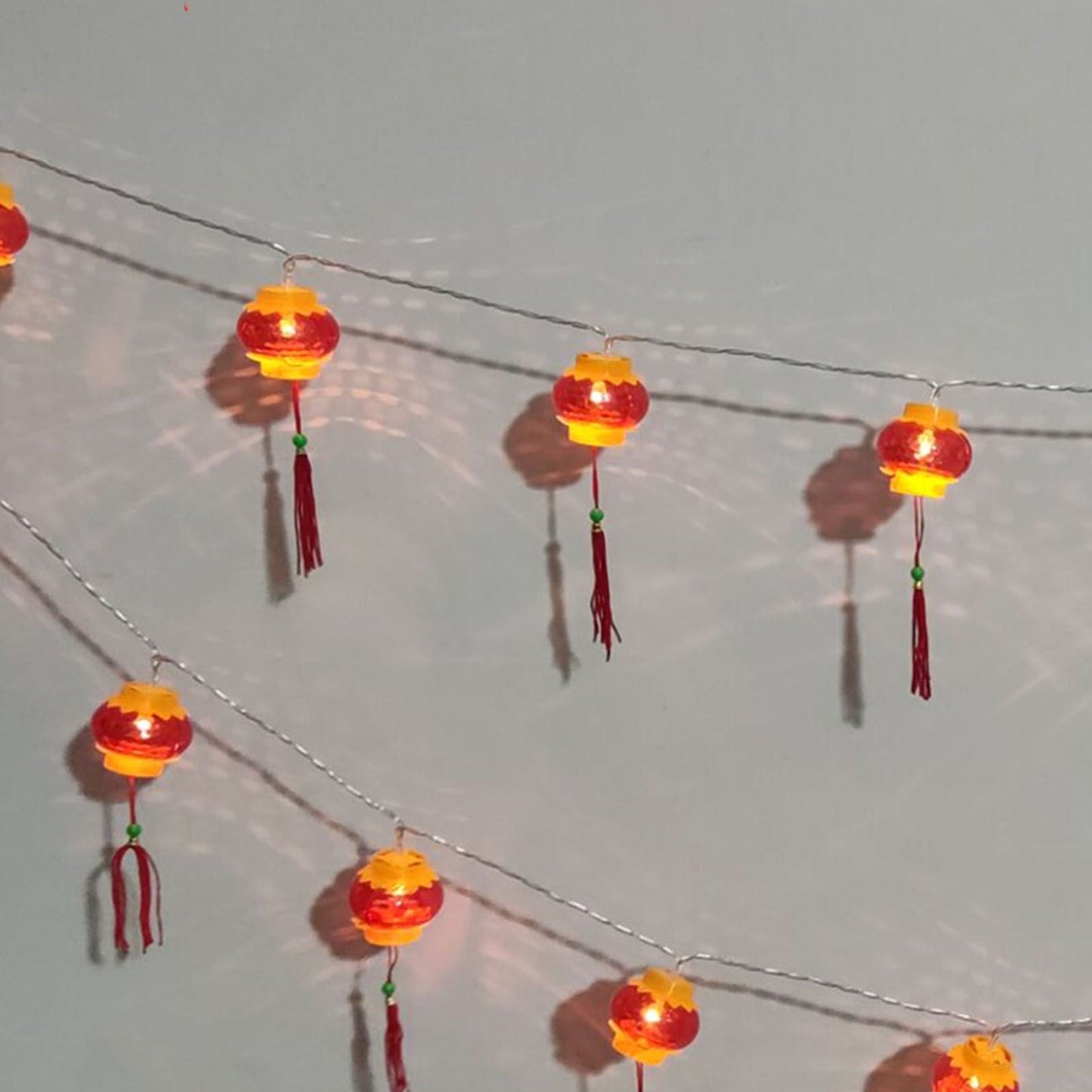 Red Chinese Lantern String Lights LED Light Beads Waterproof New Year Lantern with PVC Shell for Courtyards V1294-YM0521-3115220158614