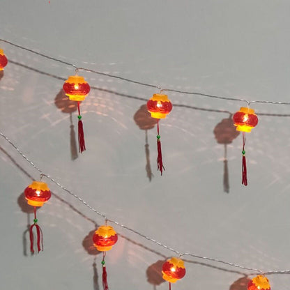 Red Chinese Lantern String Lights LED Light Beads Waterproof New Year Lantern with PVC Shell for Courtyards V1294-YM0521-3115220158614