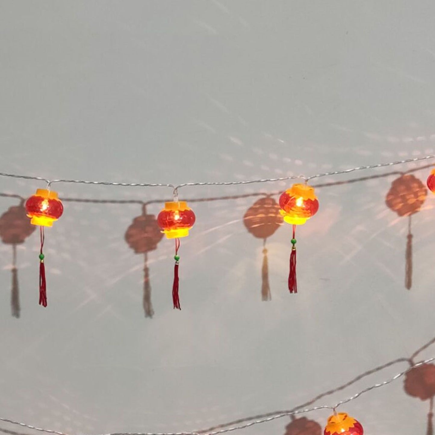 Red Chinese Lantern String Lights LED Light Beads Waterproof New Year Lantern with PVC Shell for Courtyards V1294-YM0521-3115220158614