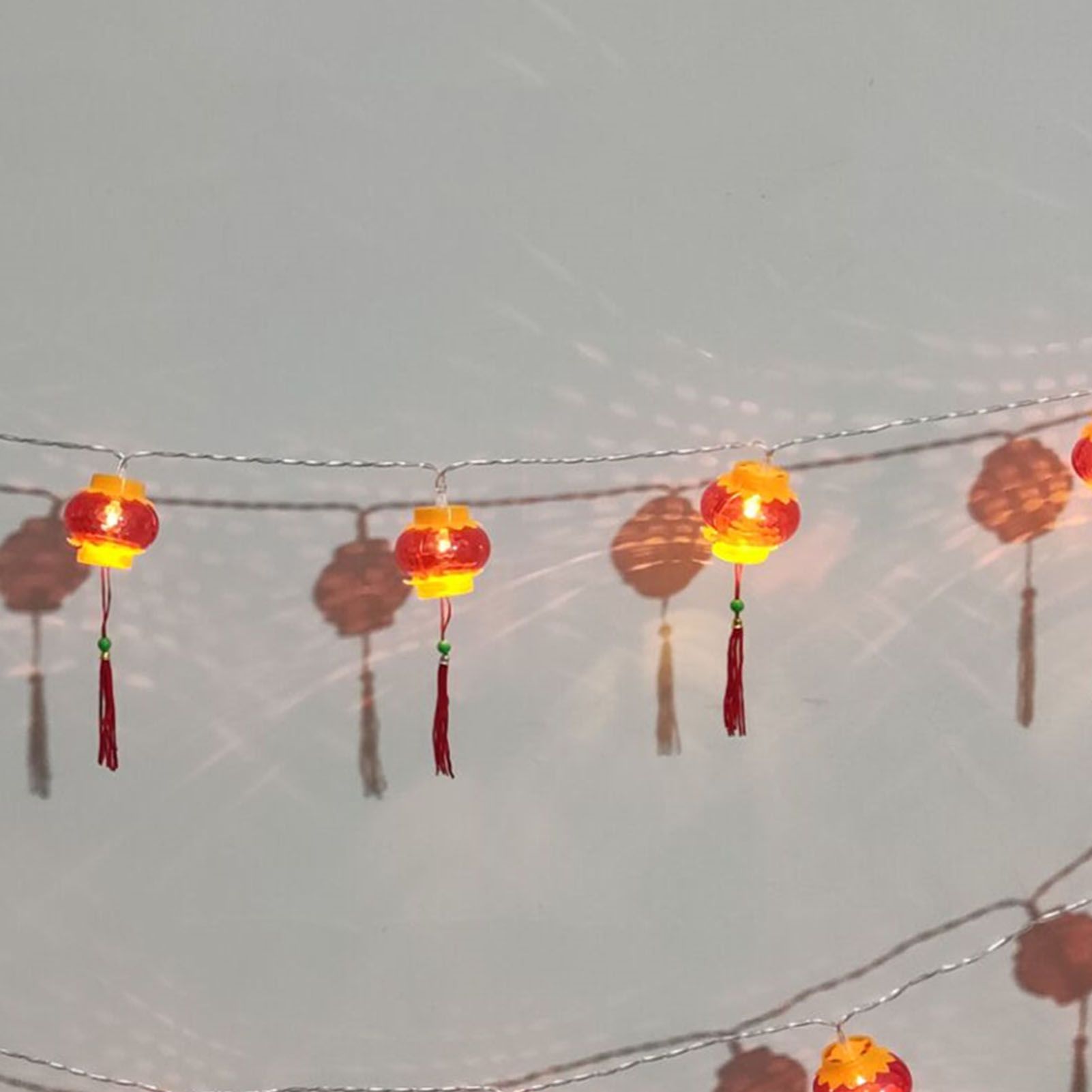 Red Chinese Lantern String Lights LED Light Beads Waterproof New Year Lantern with PVC Shell for Courtyards V1294-YM0521-3115220158614