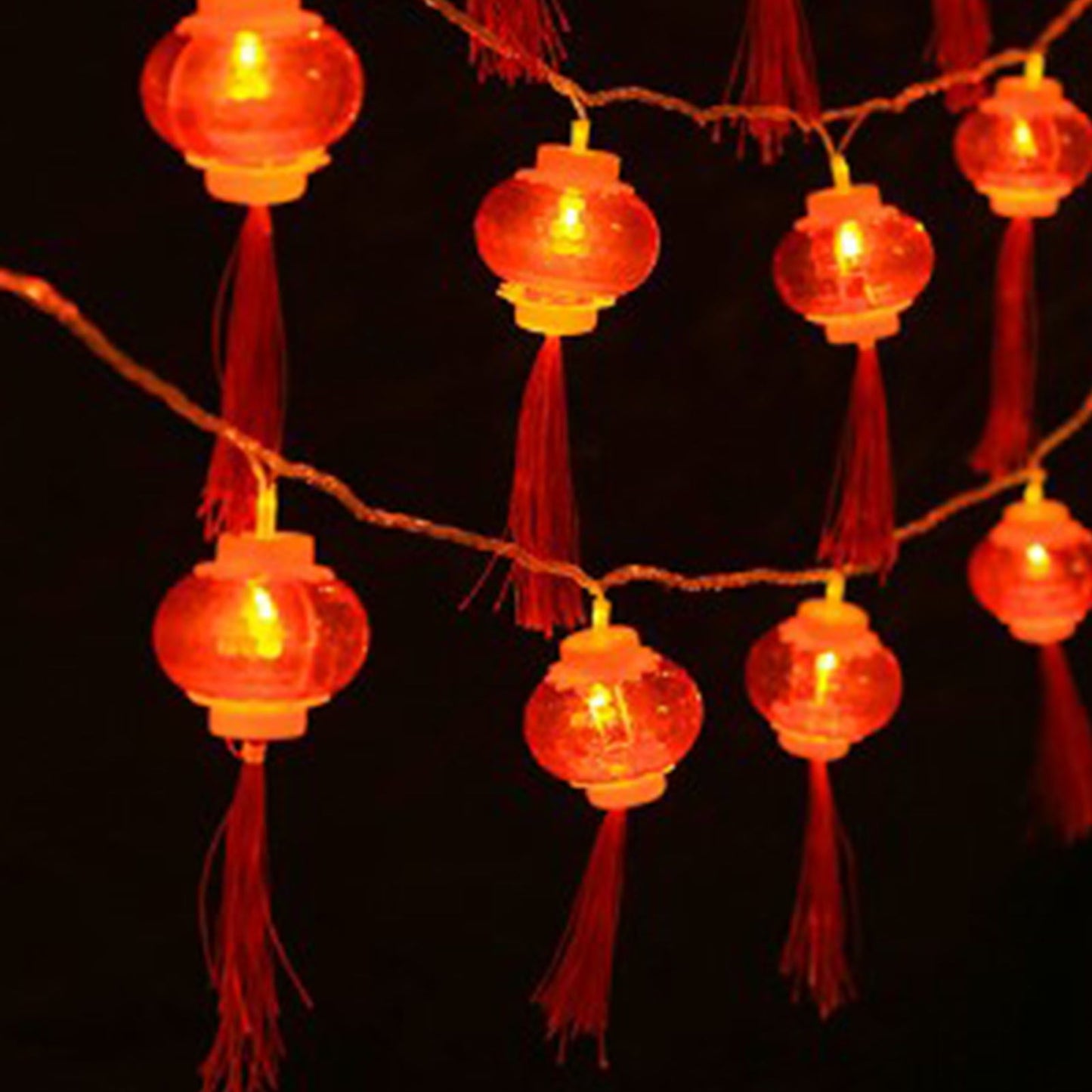 Red Chinese Lantern String Lights LED Light Beads Waterproof New Year Lantern with PVC Shell for Courtyards V1294-YM0521-3115220158614