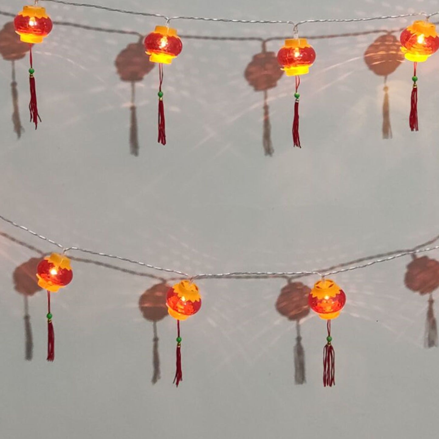Red Chinese Lantern String Lights LED Light Beads Waterproof New Year Lantern with PVC Shell for Courtyards V1294-YM0521-3115220158614