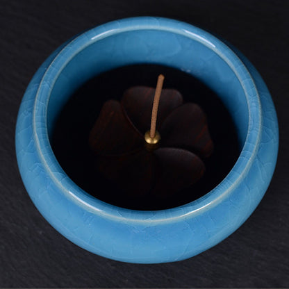 Sky Blue Ceramic Incense Burner Household Indoor Ice Cracked Incense Burner with Lid V1294-YM0521-3115220167211