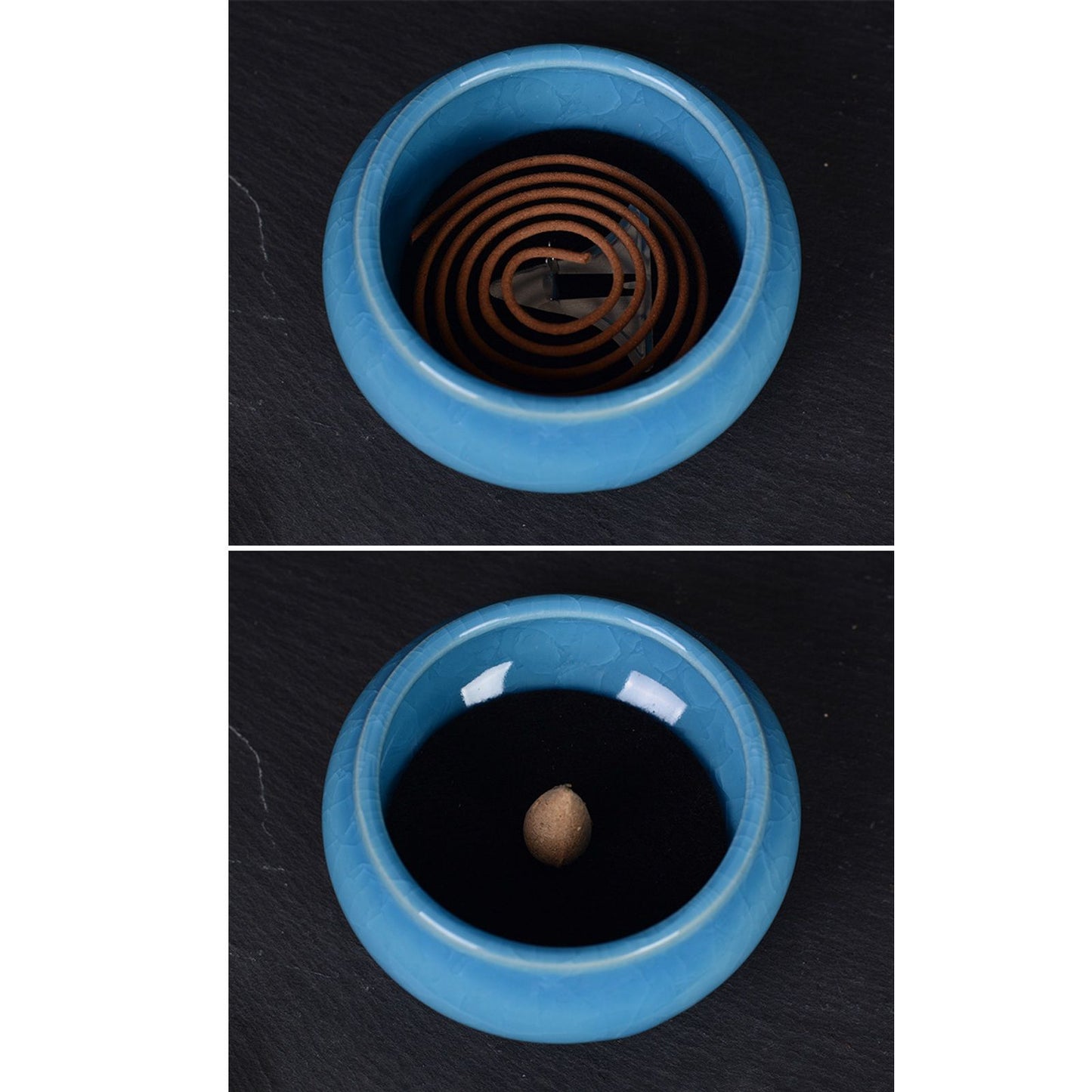 Sky Blue Ceramic Incense Burner Household Indoor Ice Cracked Incense Burner with Lid V1294-YM0521-3115220167211