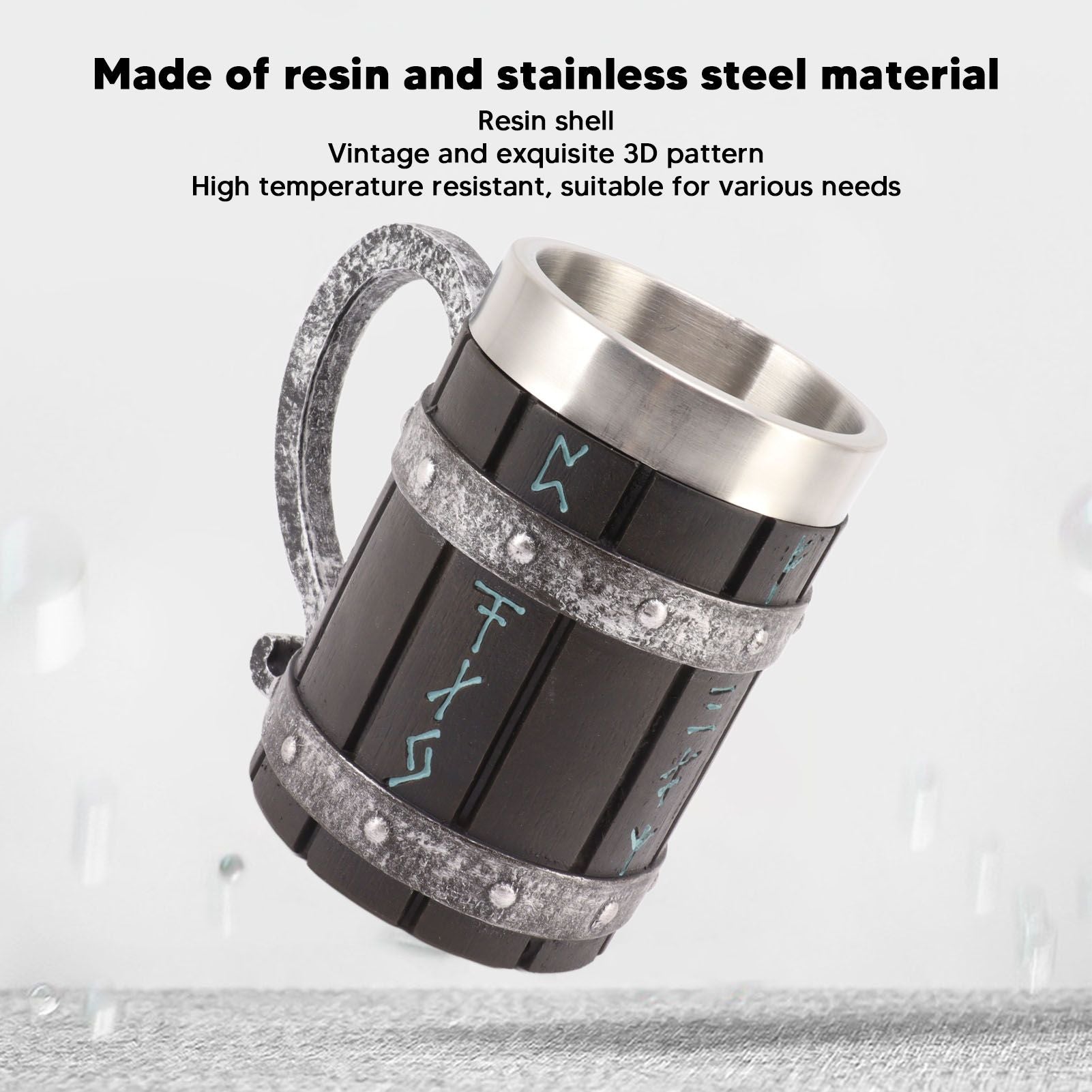 Large Beer Mug Decorative Printing High Temperature Resistance Stainless Steel Resin Water Fruit Juices Mug V1294-YM0521-3115230001511