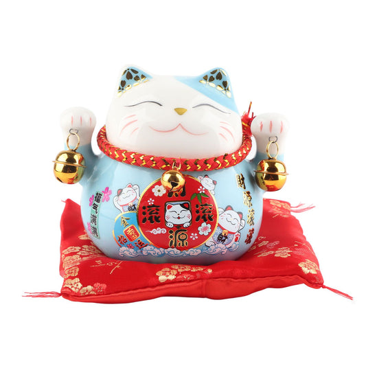 Lucky Cat Coin Bank 4.5in Exquisite Cute Bring Luck Good Wish Ceramic Fortune Cat Saving Pot Desk Decoration V1294-YM0521-3115230005313