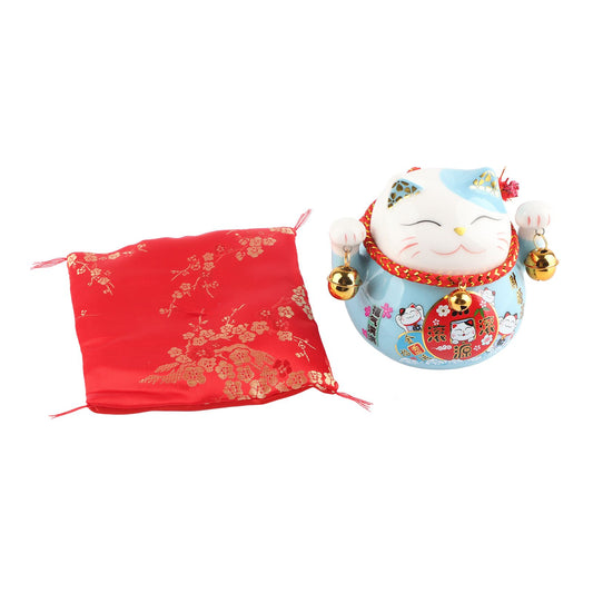 Lucky Cat Coin Bank 4.5in Exquisite Cute Bring Luck Good Wish Ceramic Fortune Cat Saving Pot Desk Decoration V1294-YM0521-3115230005313