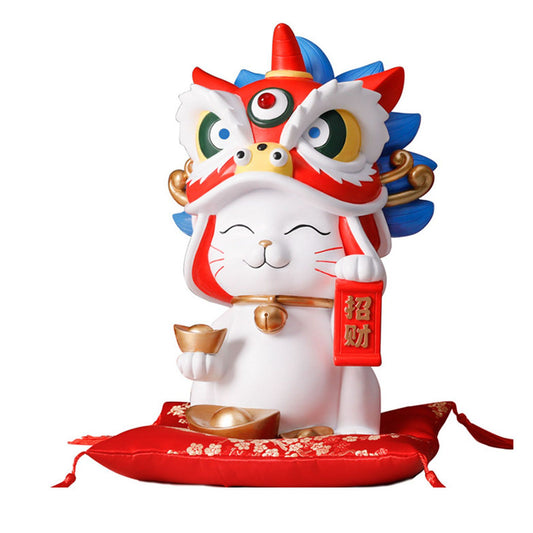 Fortune Cat Figure Ornament Fortune Cat Saving Pot Coin Bank Decoration for Shop Office White V1294-YM0521-3115230005611