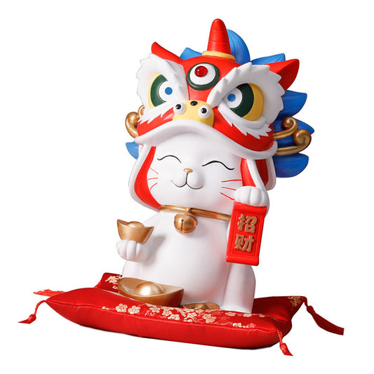 Fortune Cat Figure Ornament Fortune Cat Saving Pot Coin Bank Decoration for Shop Office White V1294-YM0521-3115230005611