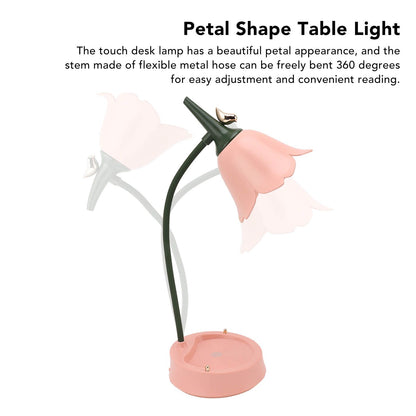 3W LED Touch Desk Lamp 3 Gear Dimmable Foldable Petal Shape Desktop Table Light USB 5V Pink V1294-YM0521-3115230012711