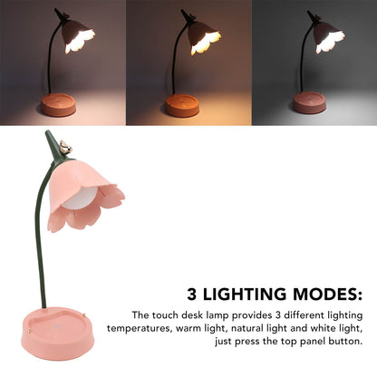 3W LED Touch Desk Lamp 3 Gear Dimmable Foldable Petal Shape Desktop Table Light USB 5V Pink V1294-YM0521-3115230012711