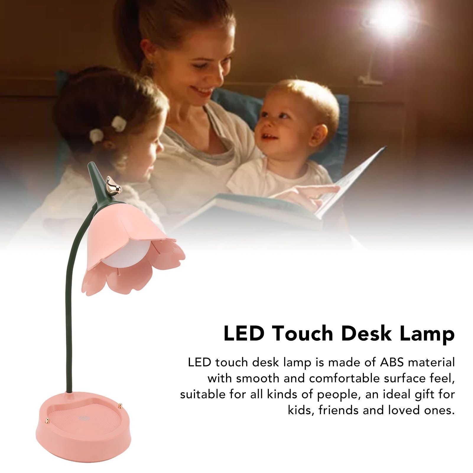3W LED Touch Desk Lamp 3 Gear Dimmable Foldable Petal Shape Desktop Table Light USB 5V Pink V1294-YM0521-3115230012711