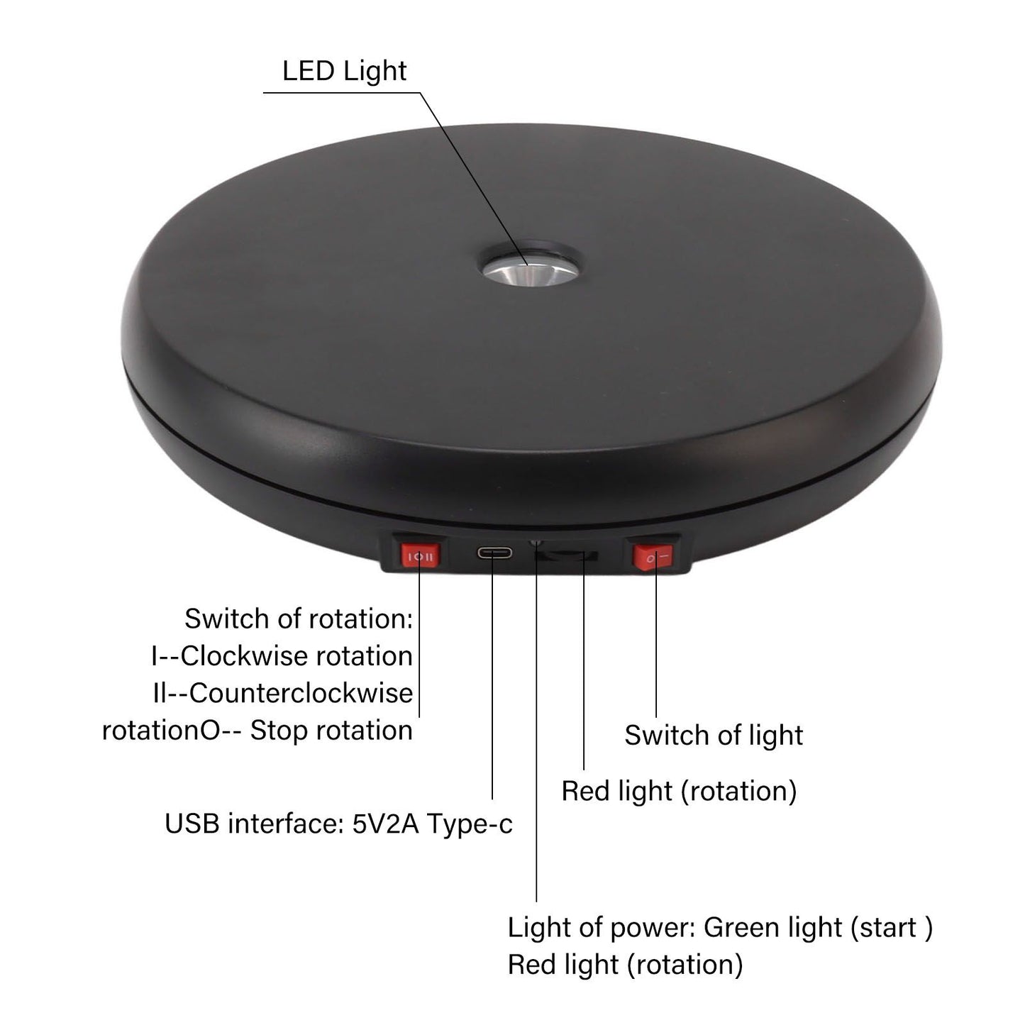 Electric Rotating Display Table LED Light 25cm Noiseless 20kg Load Capacity Turntable Display Stand for V1294-YM0521-3115230016511