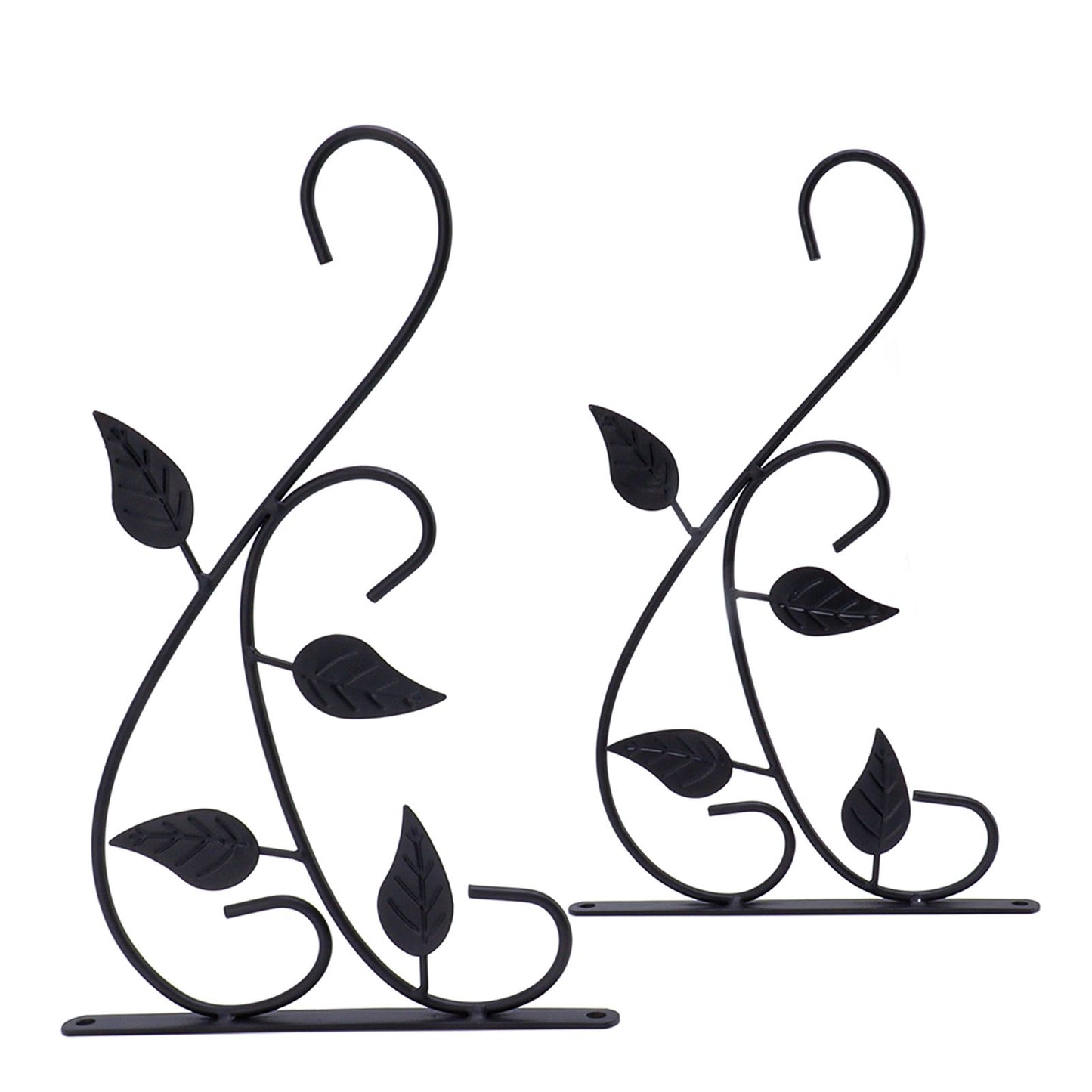 2pcs Hanging Plant Bracket Heavy Duty Rust Resistant Durable Iron Art Outdoor Planter Hanger Hooks Black V1294-YM0521-3115230021511