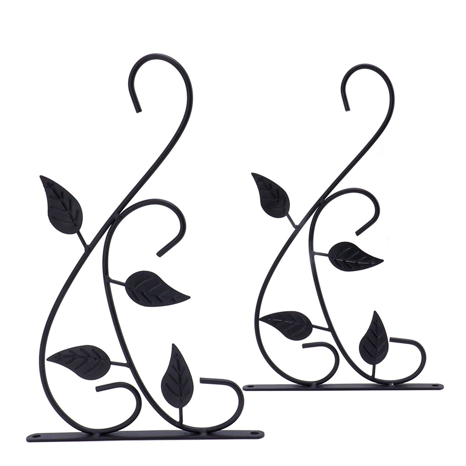 2pcs Hanging Plant Bracket Heavy Duty Rust Resistant Durable Iron Art Outdoor Planter Hanger Hooks Black V1294-YM0521-3115230021511