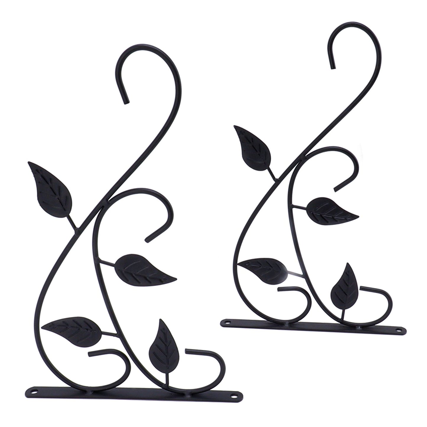 2pcs Hanging Plant Bracket Heavy Duty Rust Resistant Durable Iron Art Outdoor Planter Hanger Hooks Black V1294-YM0521-3115230021511