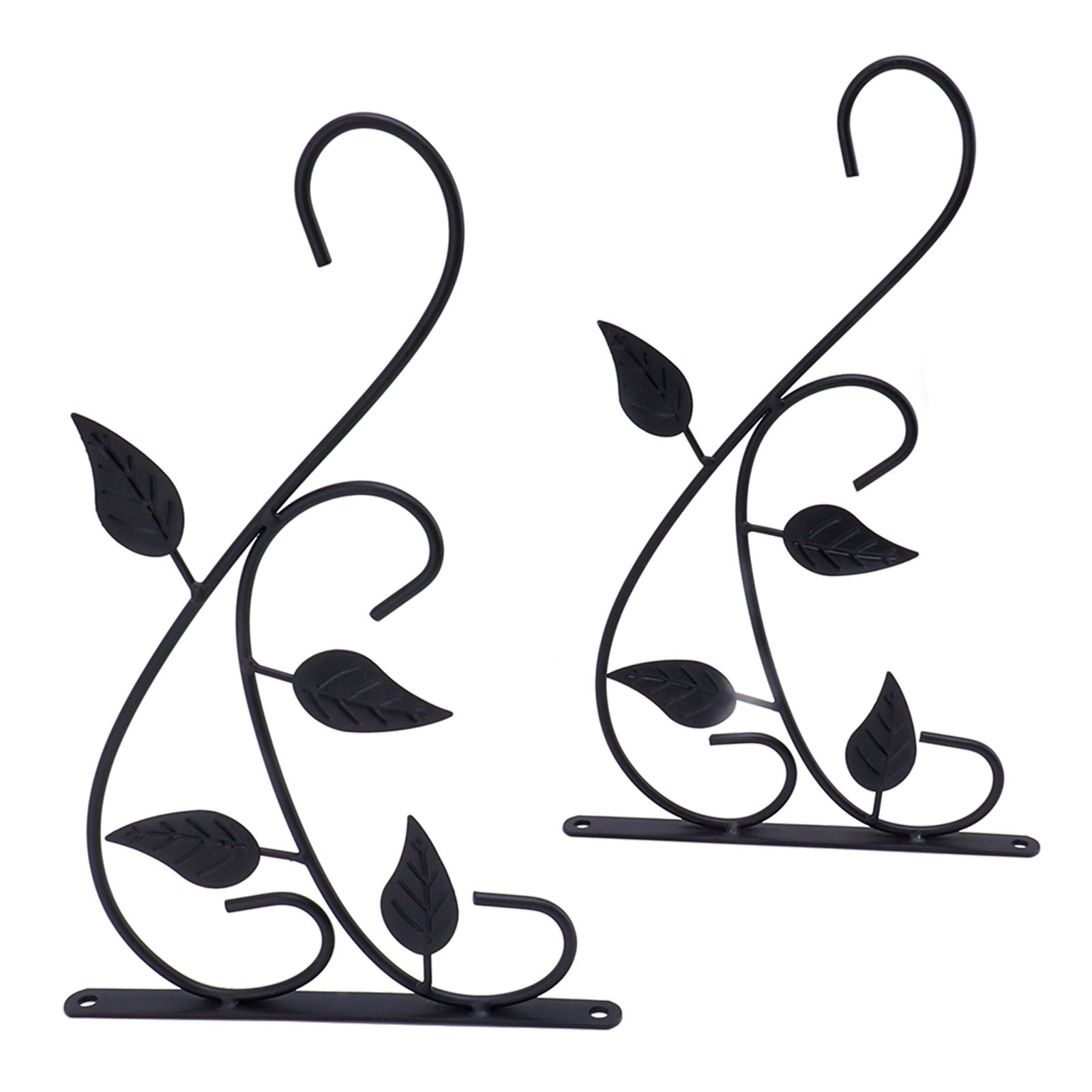 2pcs Hanging Plant Bracket Heavy Duty Rust Resistant Durable Iron Art Outdoor Planter Hanger Hooks Black V1294-YM0521-3115230021511