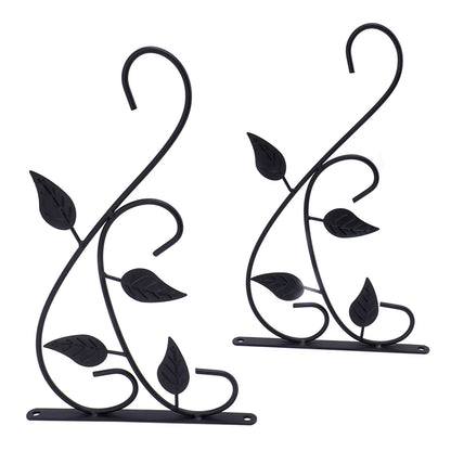 2pcs Hanging Plant Bracket Heavy Duty Rust Resistant Durable Iron Art Outdoor Planter Hanger Hooks Black V1294-YM0521-3115230021511