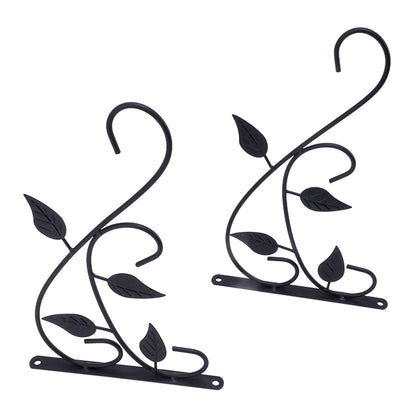 2pcs Hanging Plant Bracket Heavy Duty Rust Resistant Durable Iron Art Outdoor Planter Hanger Hooks Black V1294-YM0521-3115230021511