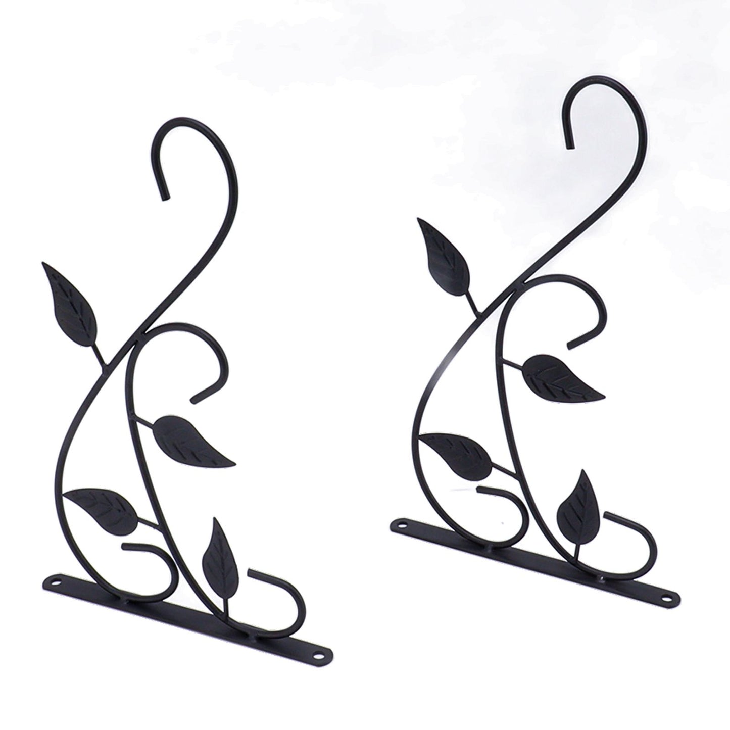 2pcs Hanging Plant Bracket Heavy Duty Rust Resistant Durable Iron Art Outdoor Planter Hanger Hooks Black V1294-YM0521-3115230021511