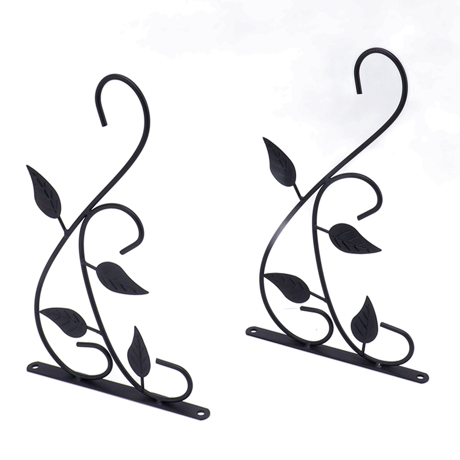 2pcs Hanging Plant Bracket Heavy Duty Rust Resistant Durable Iron Art Outdoor Planter Hanger Hooks Black V1294-YM0521-3115230021511