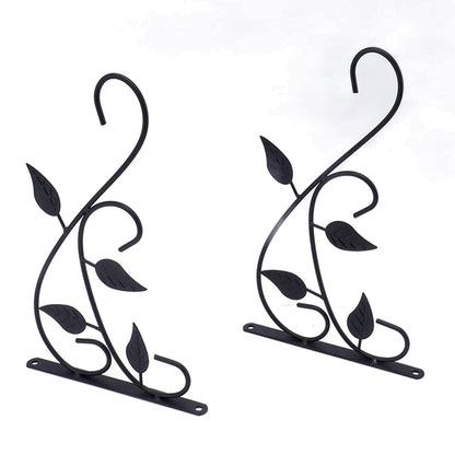 2pcs Hanging Plant Bracket Heavy Duty Rust Resistant Durable Iron Art Outdoor Planter Hanger Hooks Black V1294-YM0521-3115230021511