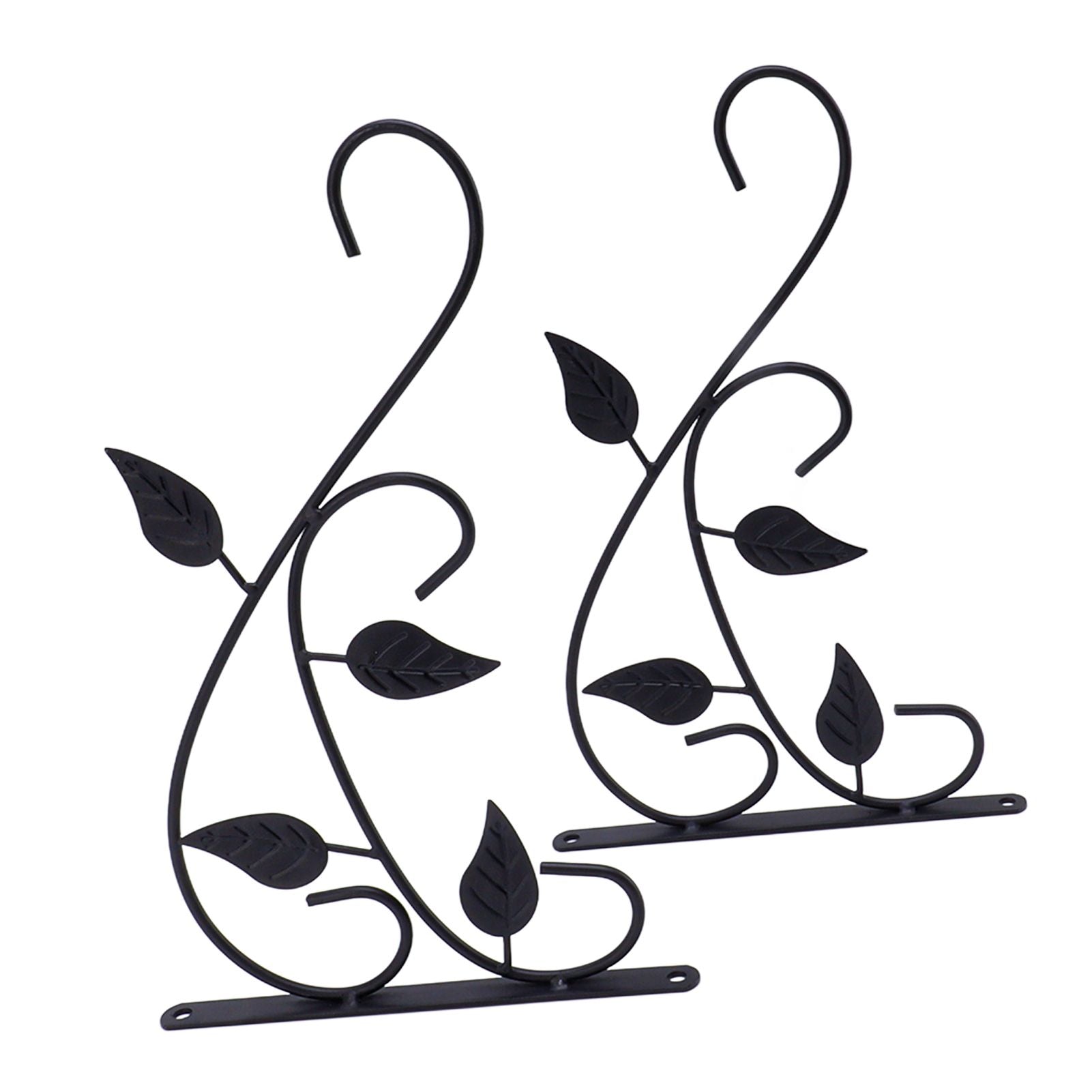 2pcs Hanging Plant Bracket Heavy Duty Rust Resistant Durable Iron Art Outdoor Planter Hanger Hooks Black V1294-YM0521-3115230021511