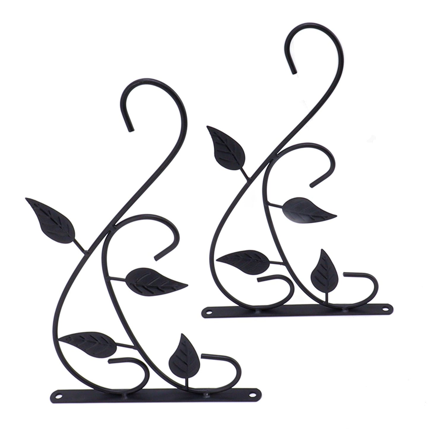 2pcs Hanging Plant Bracket Heavy Duty Rust Resistant Durable Iron Art Outdoor Planter Hanger Hooks Black V1294-YM0521-3115230021511